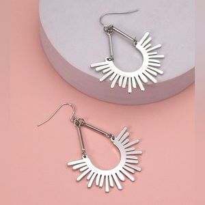 Silver sunburst drop earrings